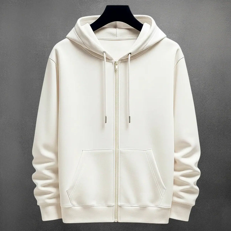 Hoodie con cierre Unicolor color marfil