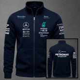 Chaqueta cuello alto Mercedes color azul navy