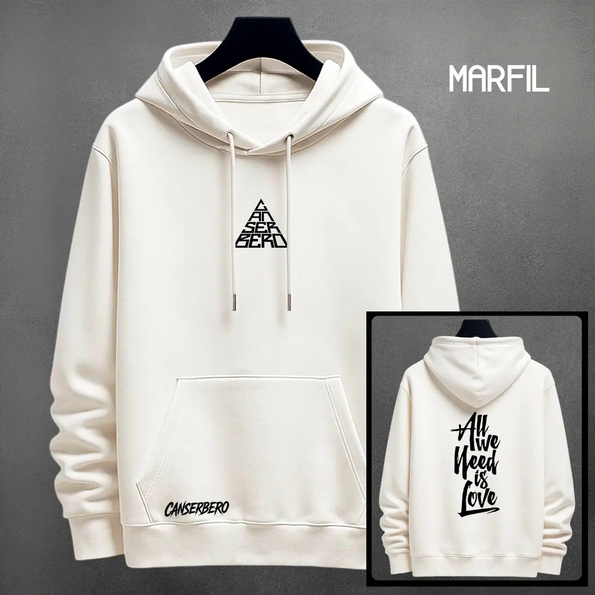 Hoodie Canserbero color marfil