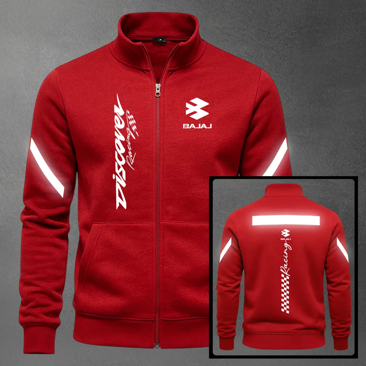 Chaqueta cuello alto Discover Reflectivo color rojo