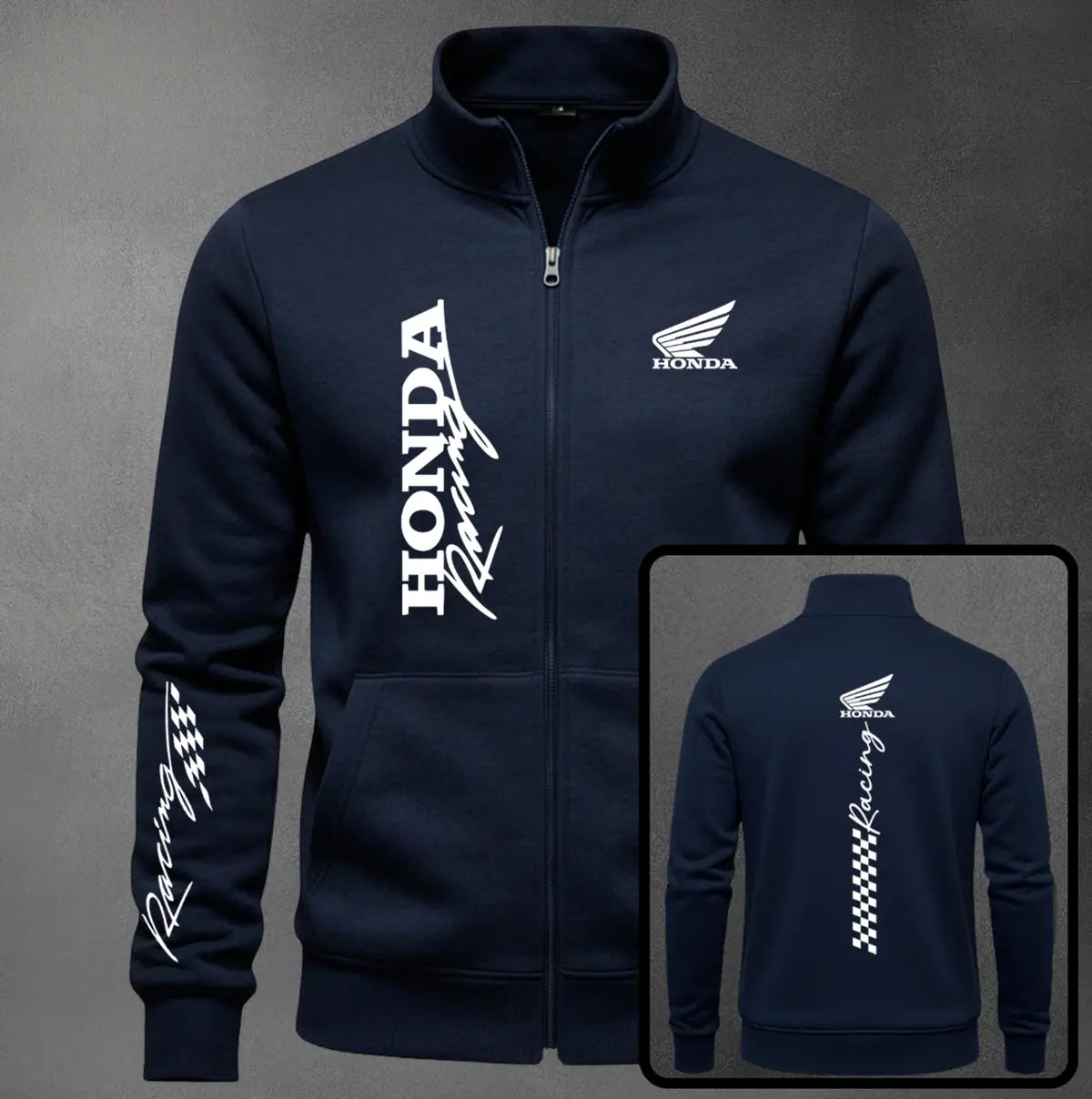 Chaqueta cuello alto Honda color azul navy