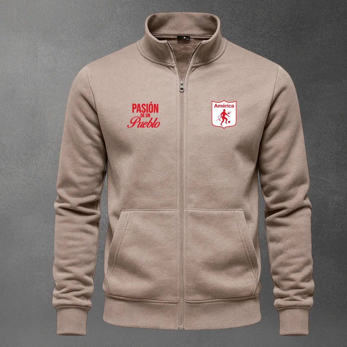 Chaqueta cuello alto America color cocoa