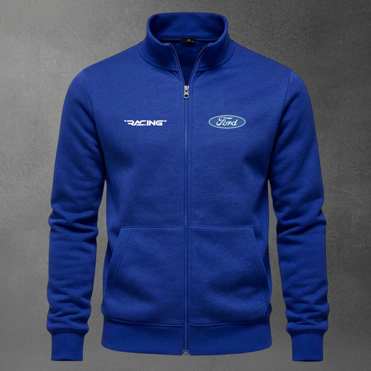 Chaqueta cuello alto Ford Bordado color azul rey