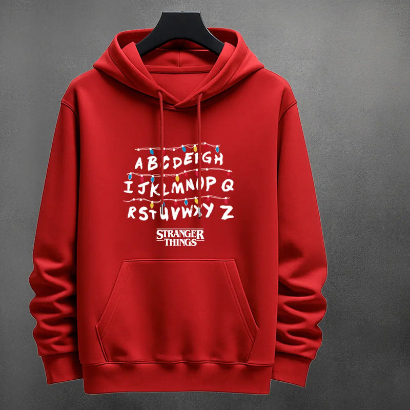 Hoodie Stranger Alfabeto color rojo
