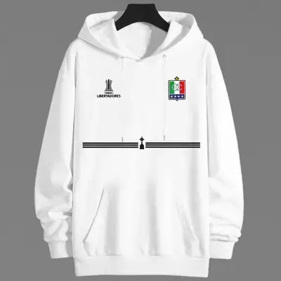 Hoodie Once Caldas Linea Horizontal color blanco