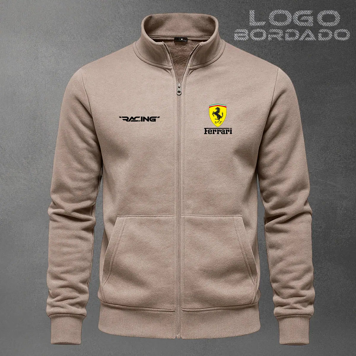 Chaqueta cuello alto Ferrari Bordado color cocoa