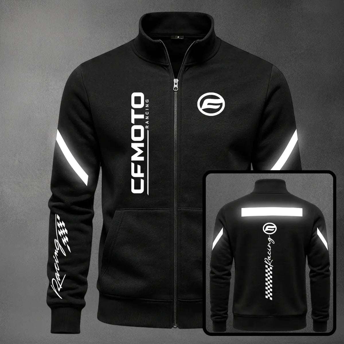 Chaqueta cuello alto CFMOTO Reflectivo color negro