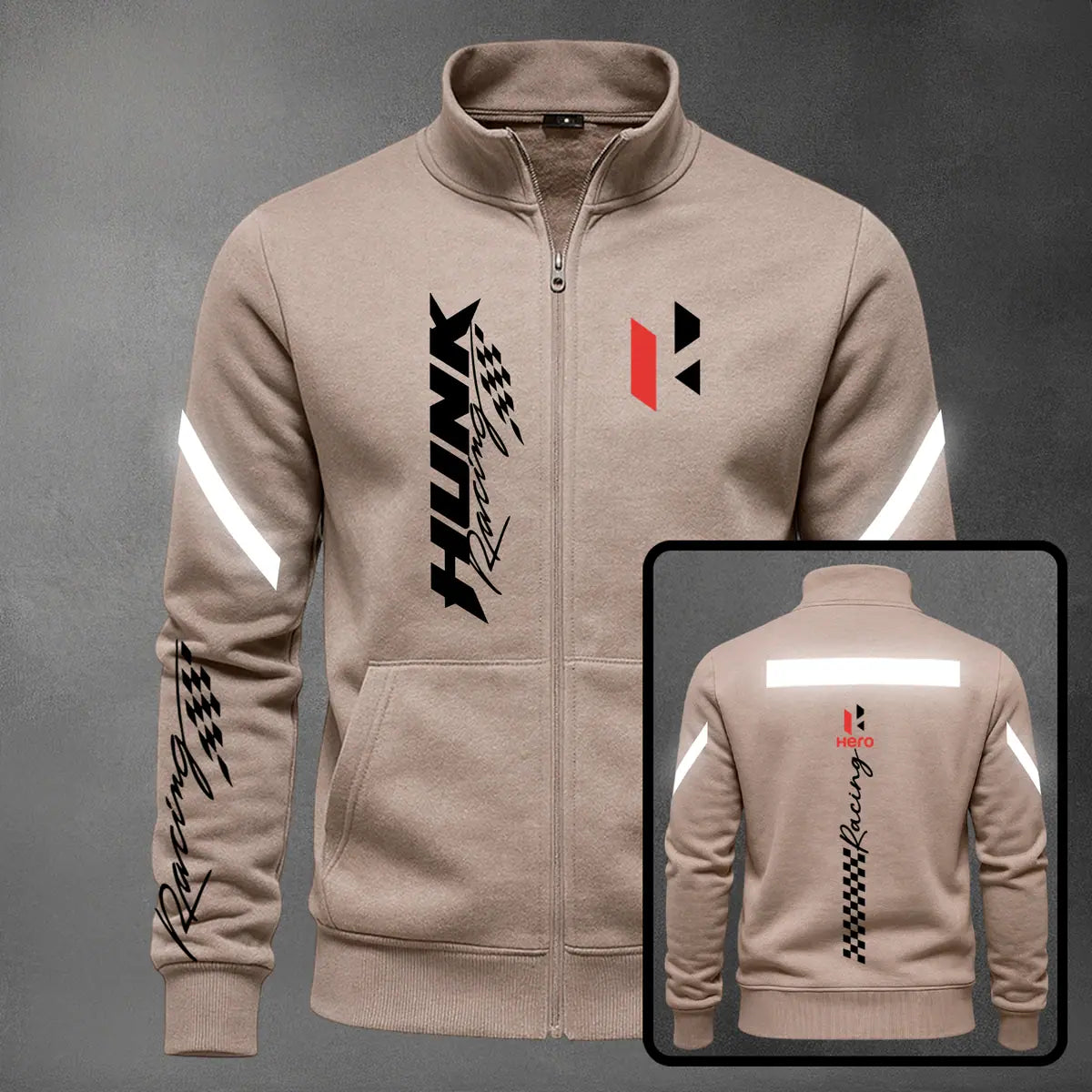 Chaqueta cuello alto Hunk Reflectivo color cocoa