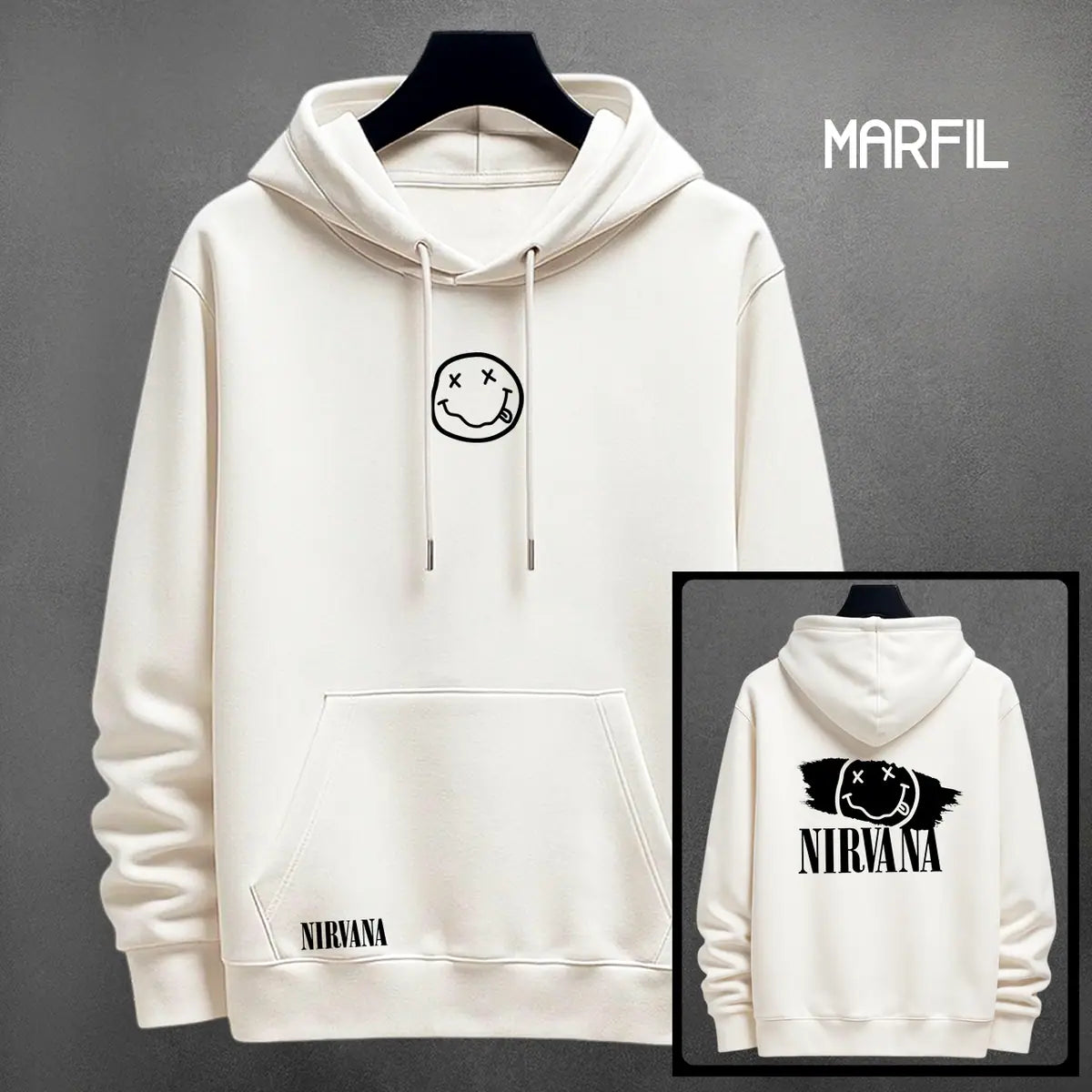 Hoodie Nirvana color marfil