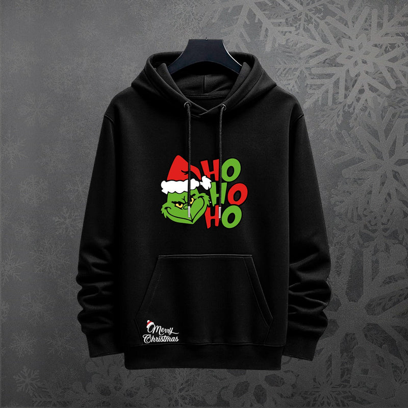 Hoodie Grinch Ho Ho Ho Verde color negro