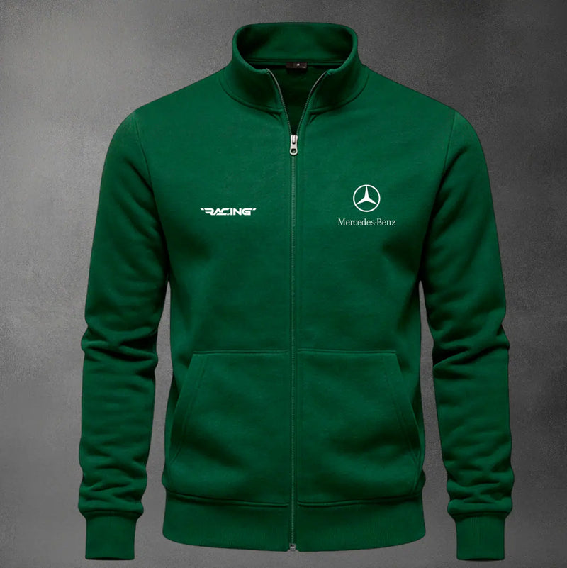 Chaqueta cuello alto Mercedes Bordado color verde oscuro