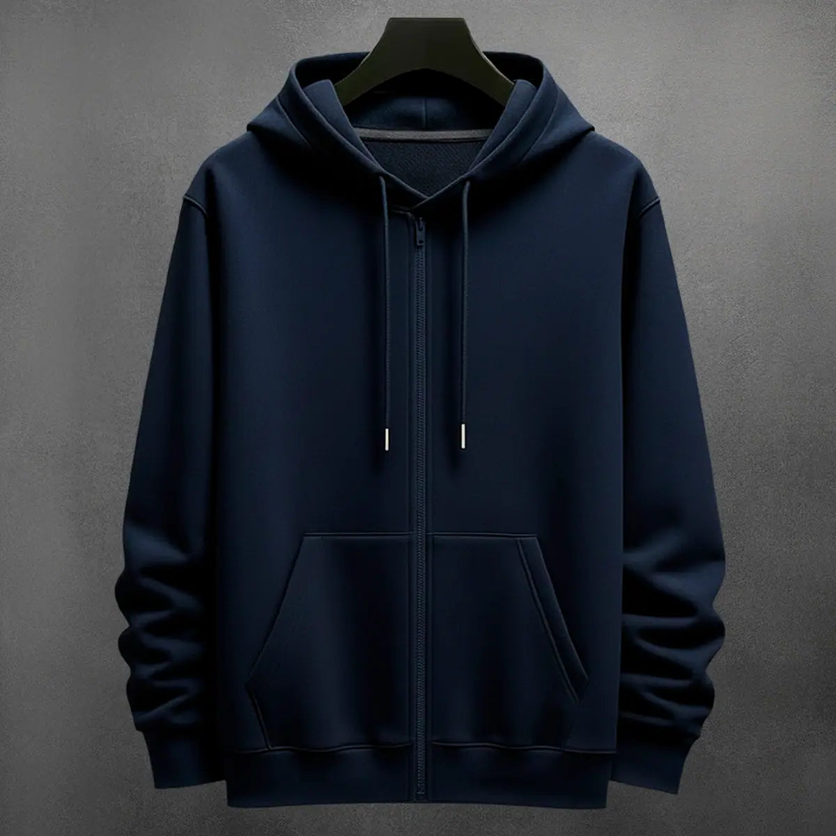 Hoodie con cierre Unicolor color azul navy