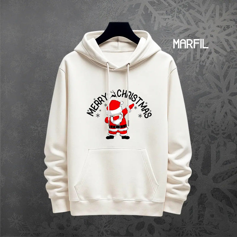 Hoodie Papá Noel color marfil