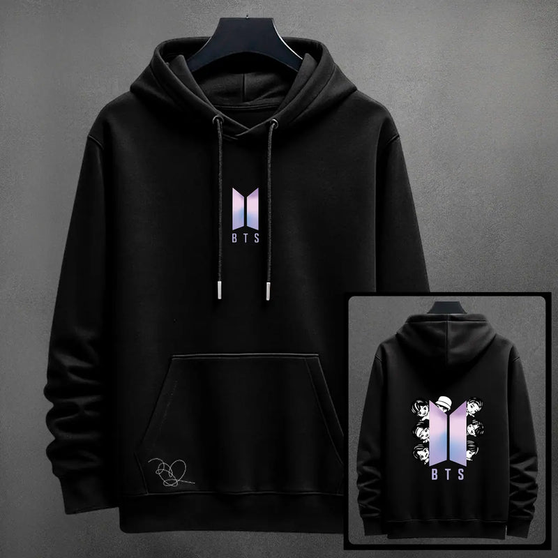 Hoodie Grupo BTS color negro
