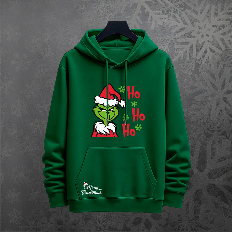 Hoodie Grinch Ho Ho Ho color verde oscuro