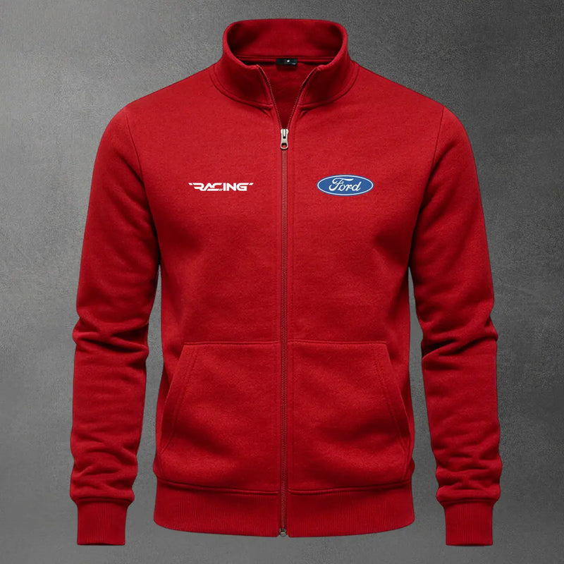 Chaqueta cuello alto Ford Bordado color rojo