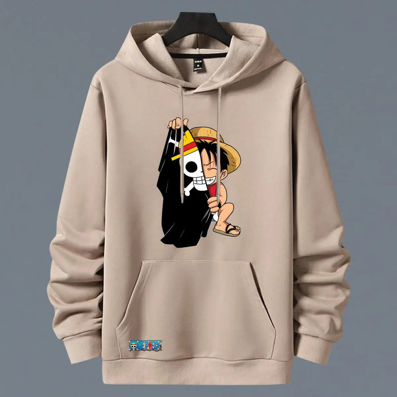 Hoodie Luffy Bandera color cocoa
