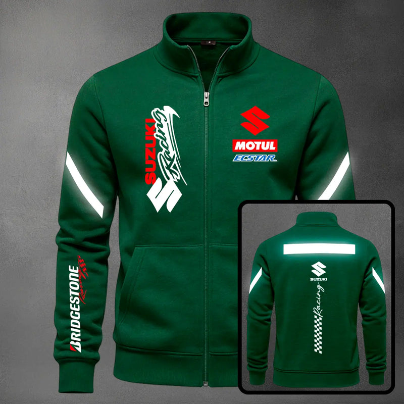 Chaqueta cuello alto Suzuki Reflectivo color verde oscuro