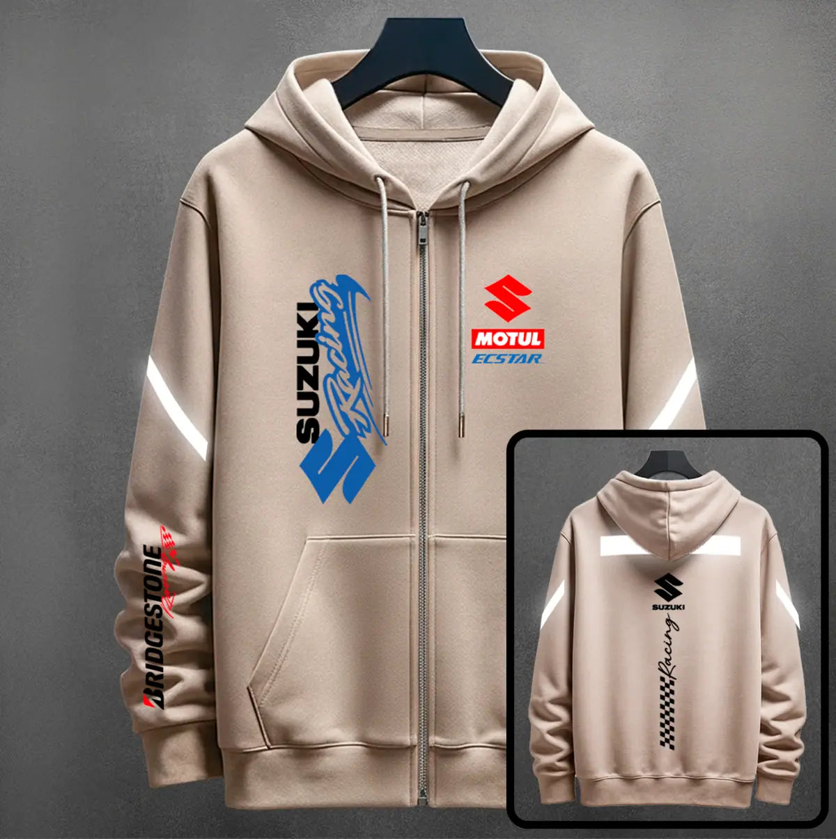 Hoodie con cierre Suzuki Reflectivo color cocoa