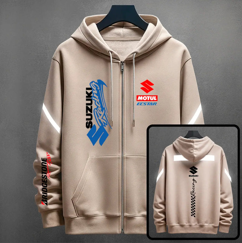 Hoodie con cierre Suzuki Reflectivo color cocoa