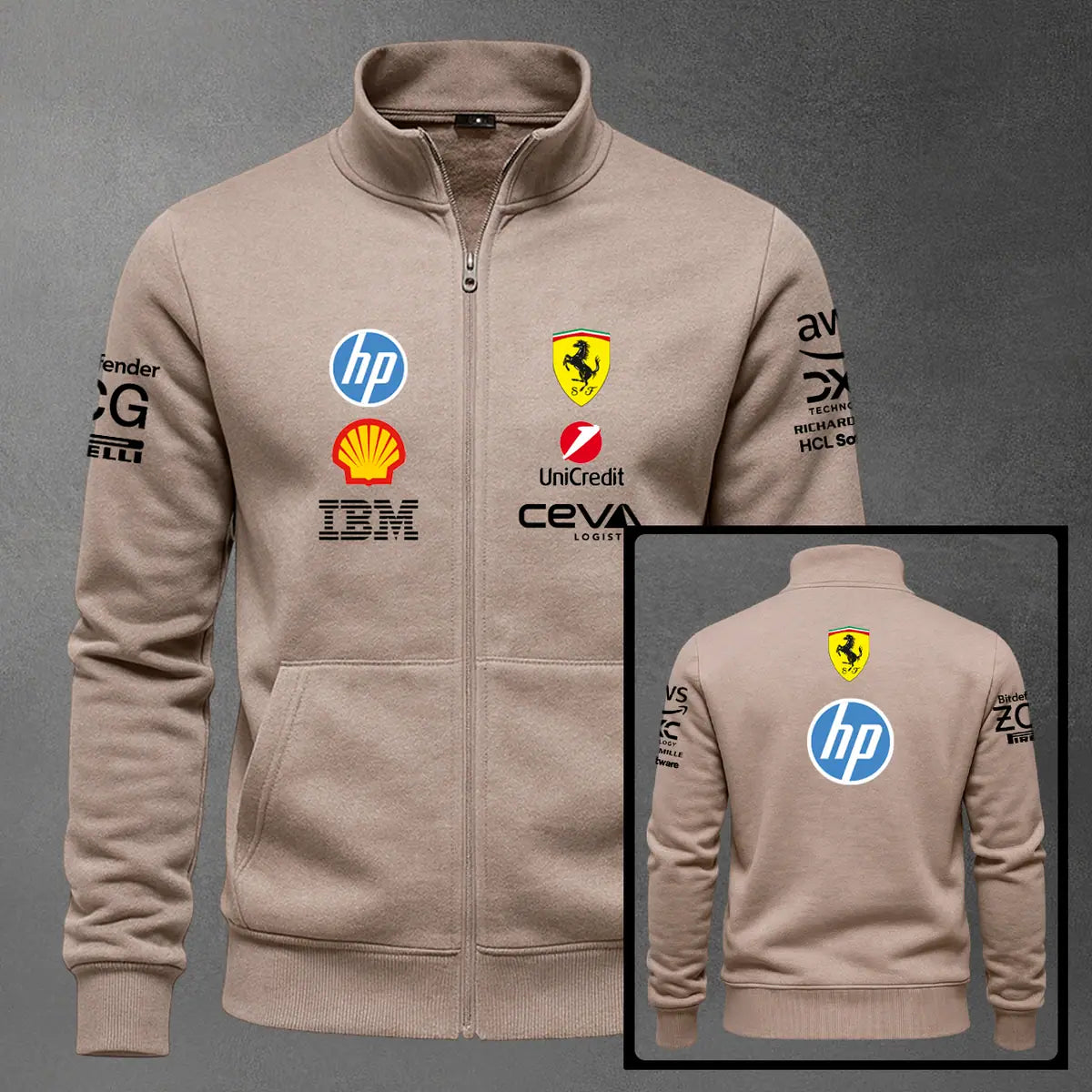 Chaqueta cuello alto Ferrari color cocoa