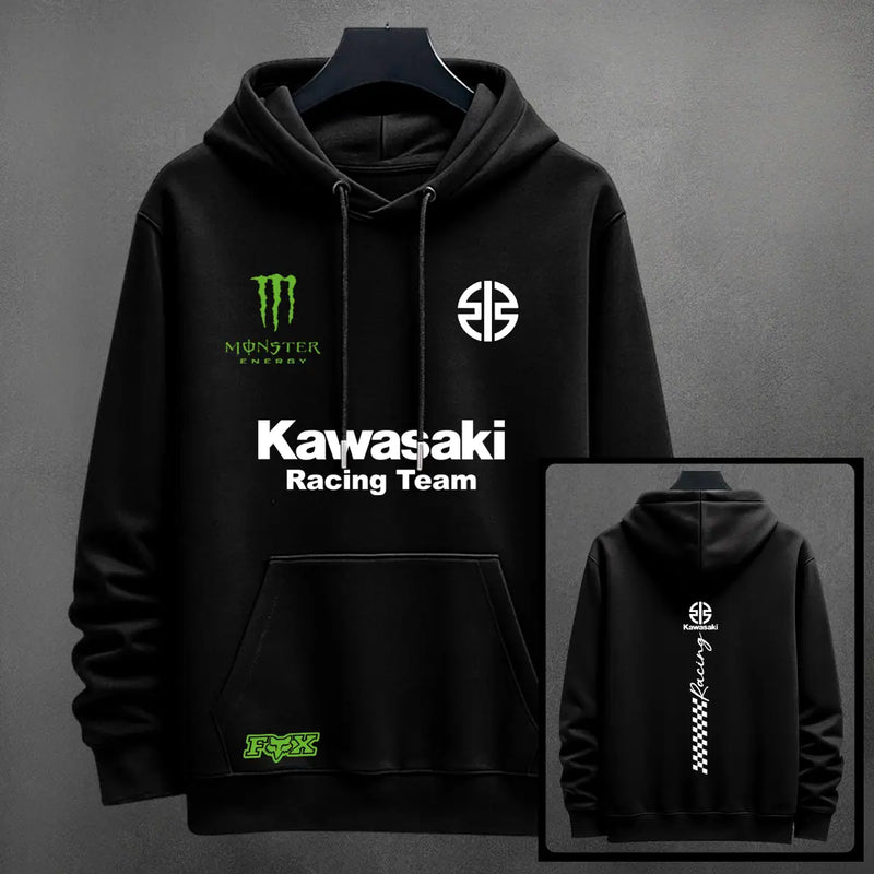 Hoodie Kawasaki sin Reflectivo color negro