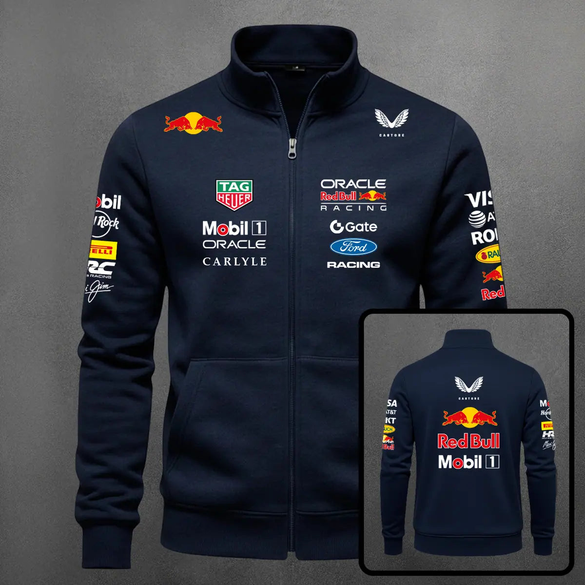 Chaqueta cuello alto Red Bull color azul navy
