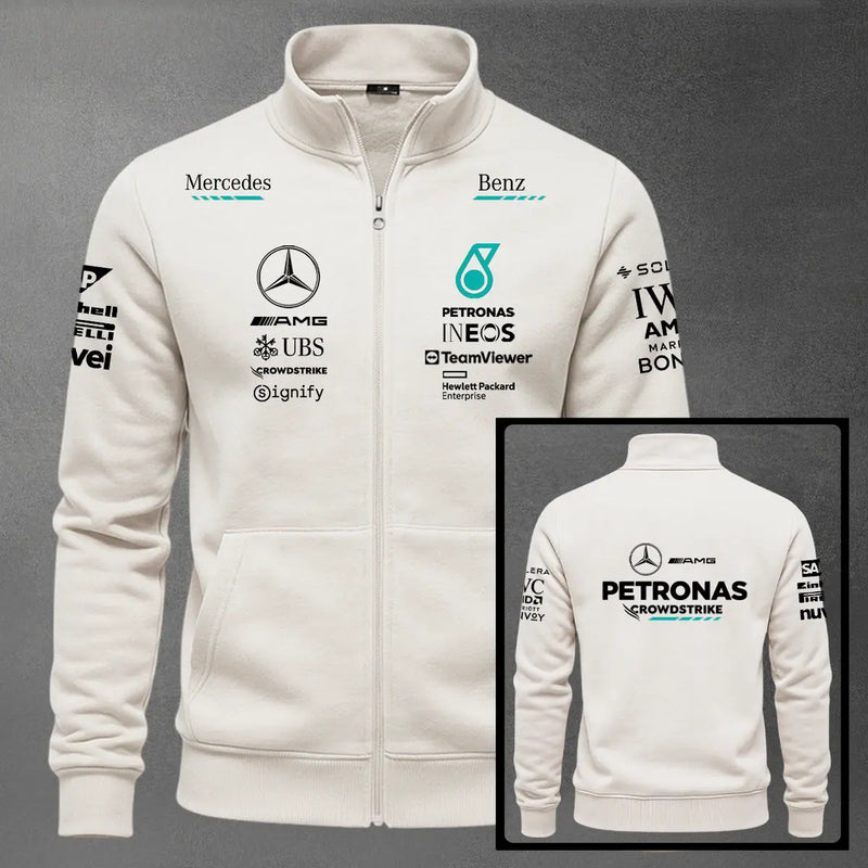 Chaqueta cuello alto Mercedes color marfil
