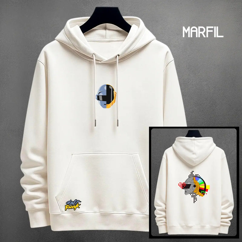 Hoodie Daft Punk color marfil