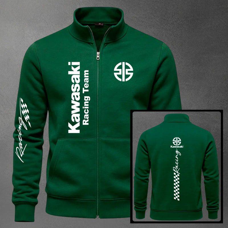 Chaqueta cuello alto Kawasaki sin Reflectivo color verde oscuro