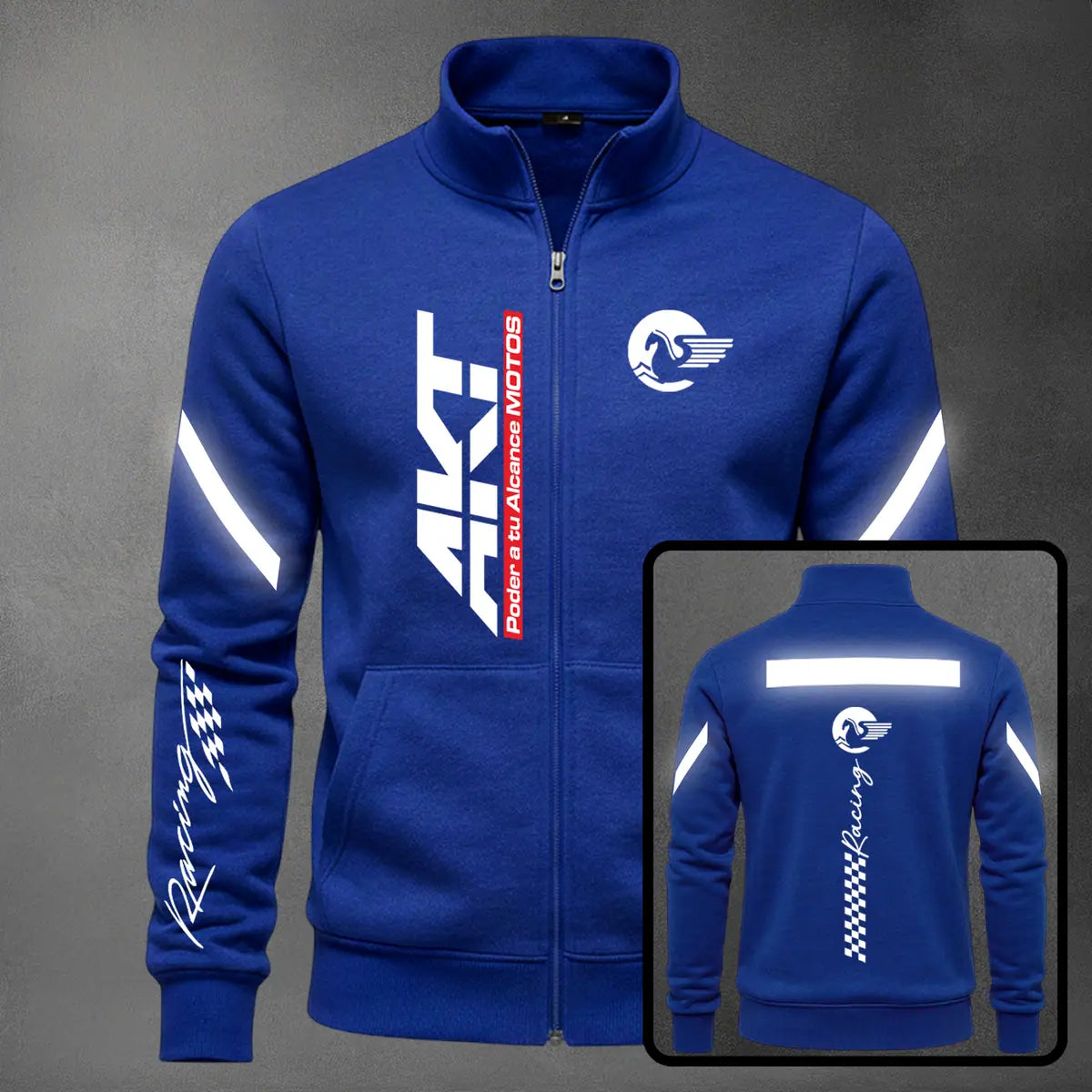 Chaqueta cuello alto AKT Reflectivo color azul rey
