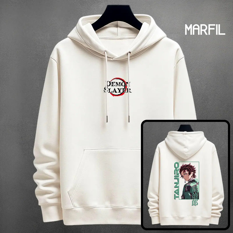 Hoodie Tanjiro color marfil