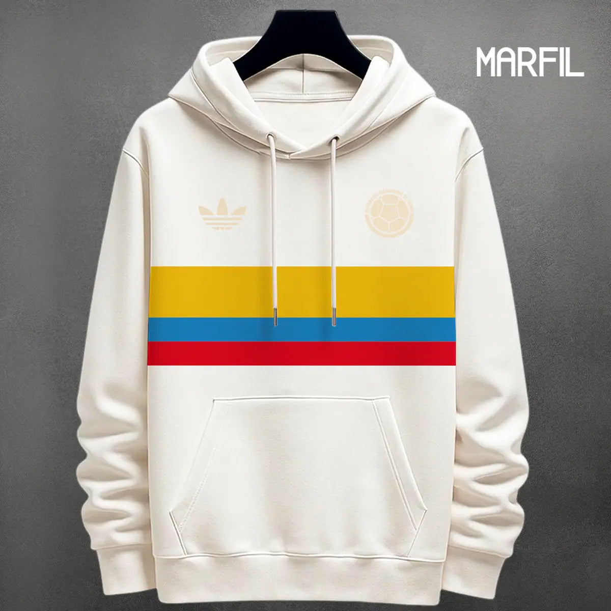 Hoodie Colombia Bandera color marfil