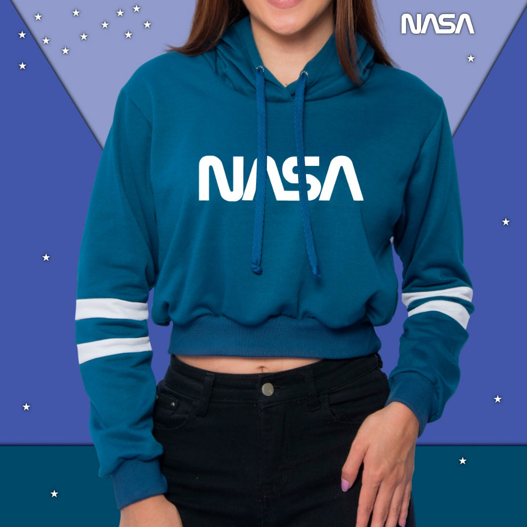 BUZO CORTO CON LINEAS DAMA AZUL OSCURO NASA