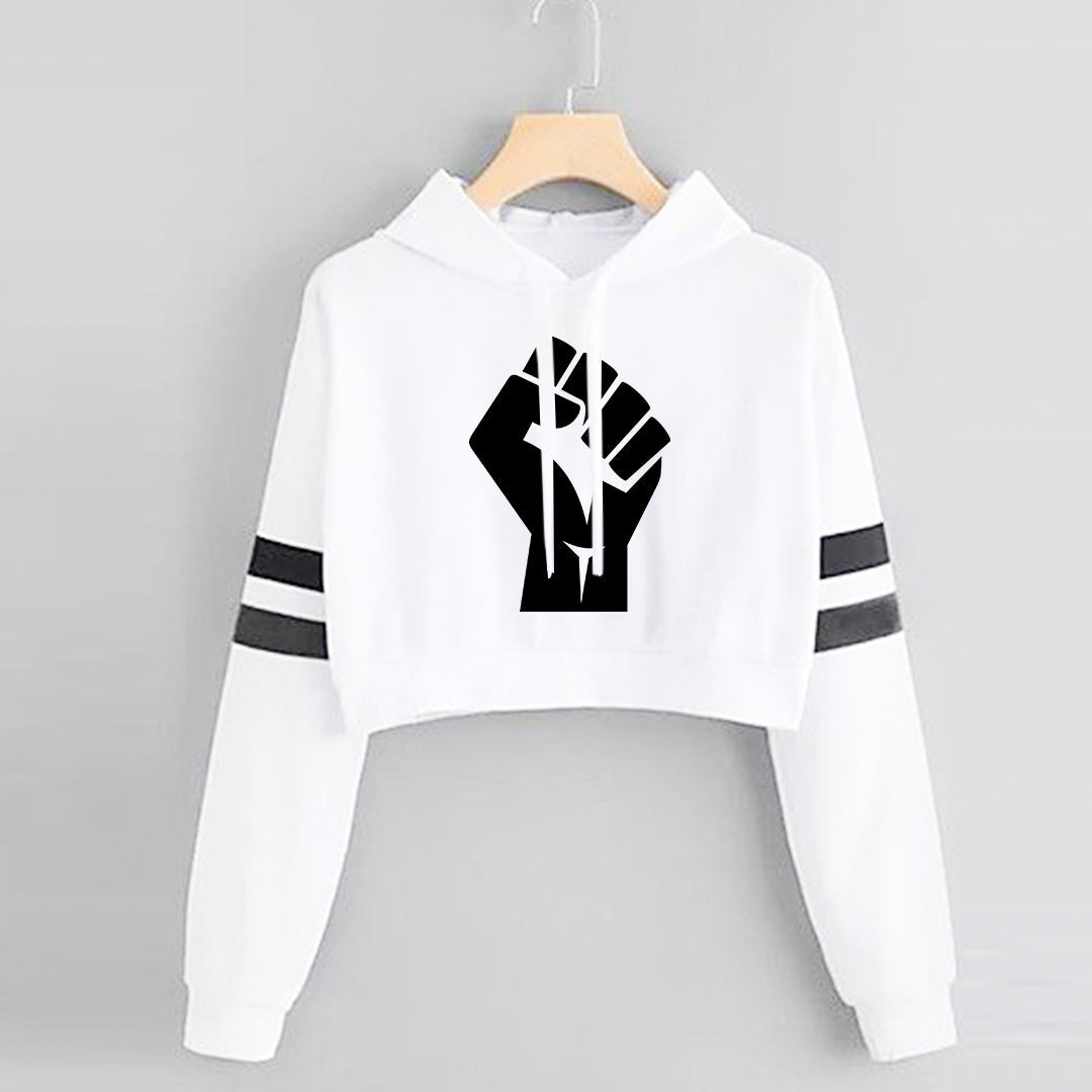 BUZO CORTO CON LINEAS DAMA BLANCO BLACK LIVES MATTER