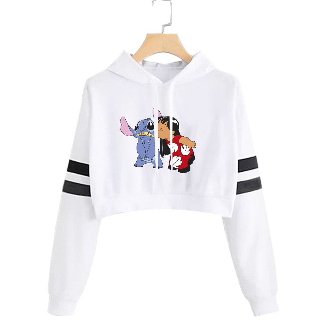 BUZO CORTO CON LINEAS DAMA BLANCO LILO&STICH
