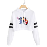 BUZO CORTO CON LINEAS DAMA BLANCO LILO&STICH
