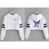 BUZO CORTO CON LINEAS DAMA BLANCO STICH DOBLE ESTAMPADO