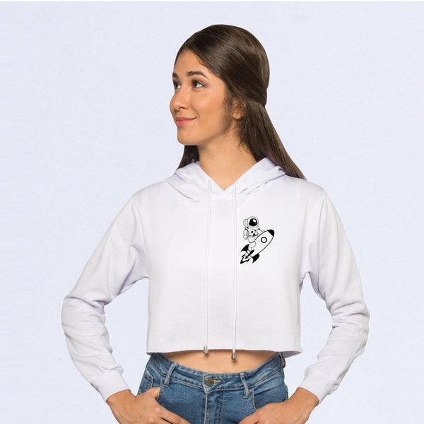 BUZO CORTO DAMA BLANCO ASTRONAUTA EN COHETE Klixmant Store