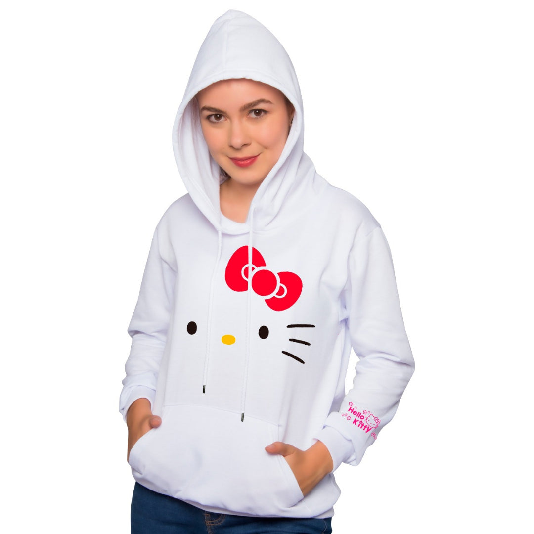 BUZO LARGO CON BOLSILLOS DAMA BLANCO   CARA KITTY