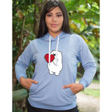 BUZO LARGO CON BOLSILLOS DAMA CELESTE POLAR CON CORAZON