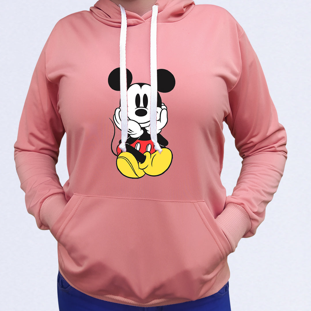 BUZO LARGO CON BOLSILLOS DAMA ROSADO MICKEY