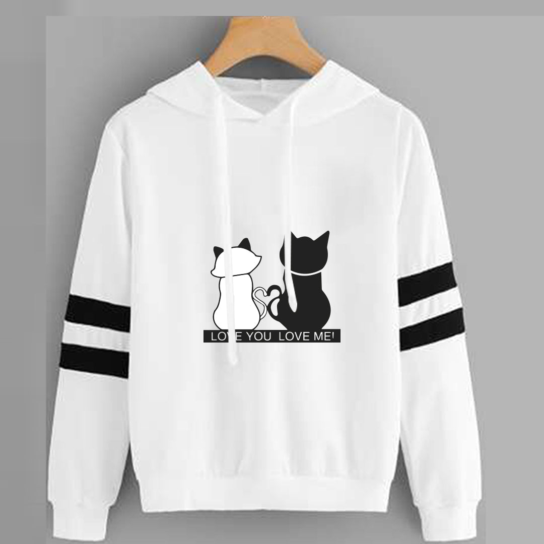 BUZO LARGO CON LINEAS DAMA BLANCO GATITOS