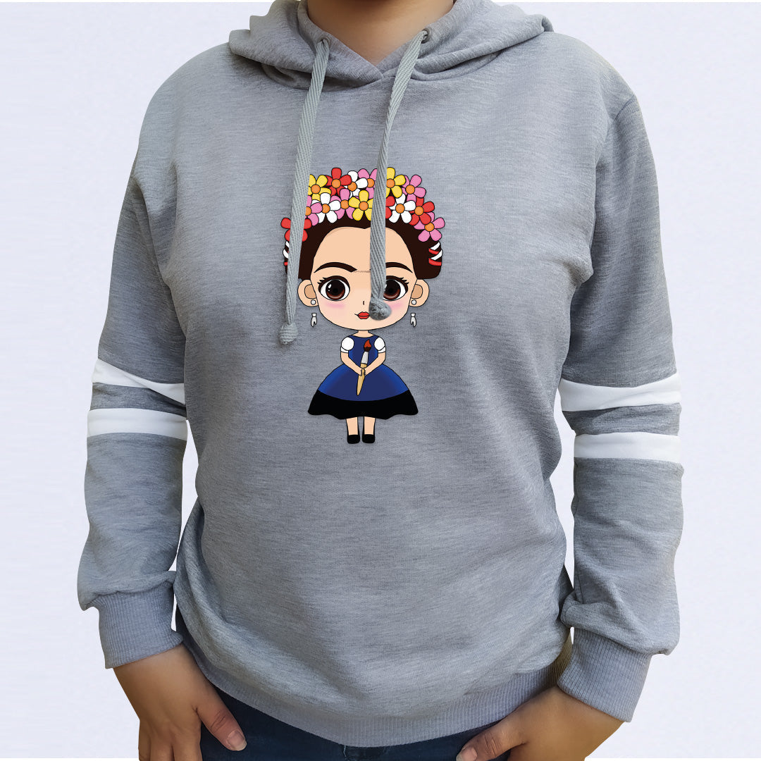 BUZO LARGO CON LINEAS DAMA GRIS FRIDA