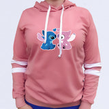 BUZO LARGO CON LINEAS DAMA ROSADO STICH  & ANGEL