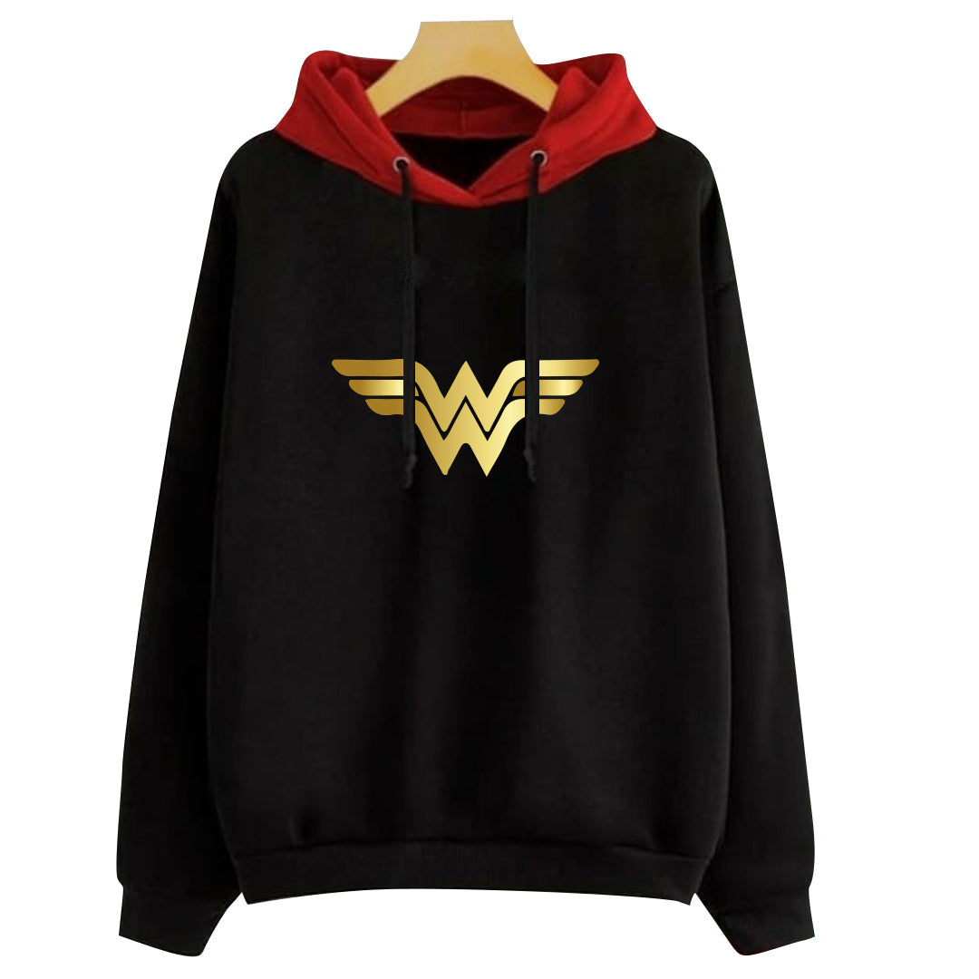 BUZO LARGO DAMA NEGRO CAPUCHA ROJA WONDER WOMAN
