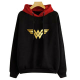 BUZO LARGO DAMA NEGRO CAPUCHA ROJA WONDER WOMAN