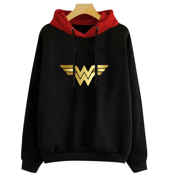 BUZO LARGO DAMA NEGRO CAPUCHA ROJA WONDER WOMAN